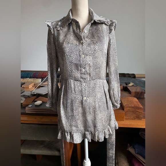 NWT Pink Martin leopard print ruffled mini shirtdress Size M - Picture 11 of 12